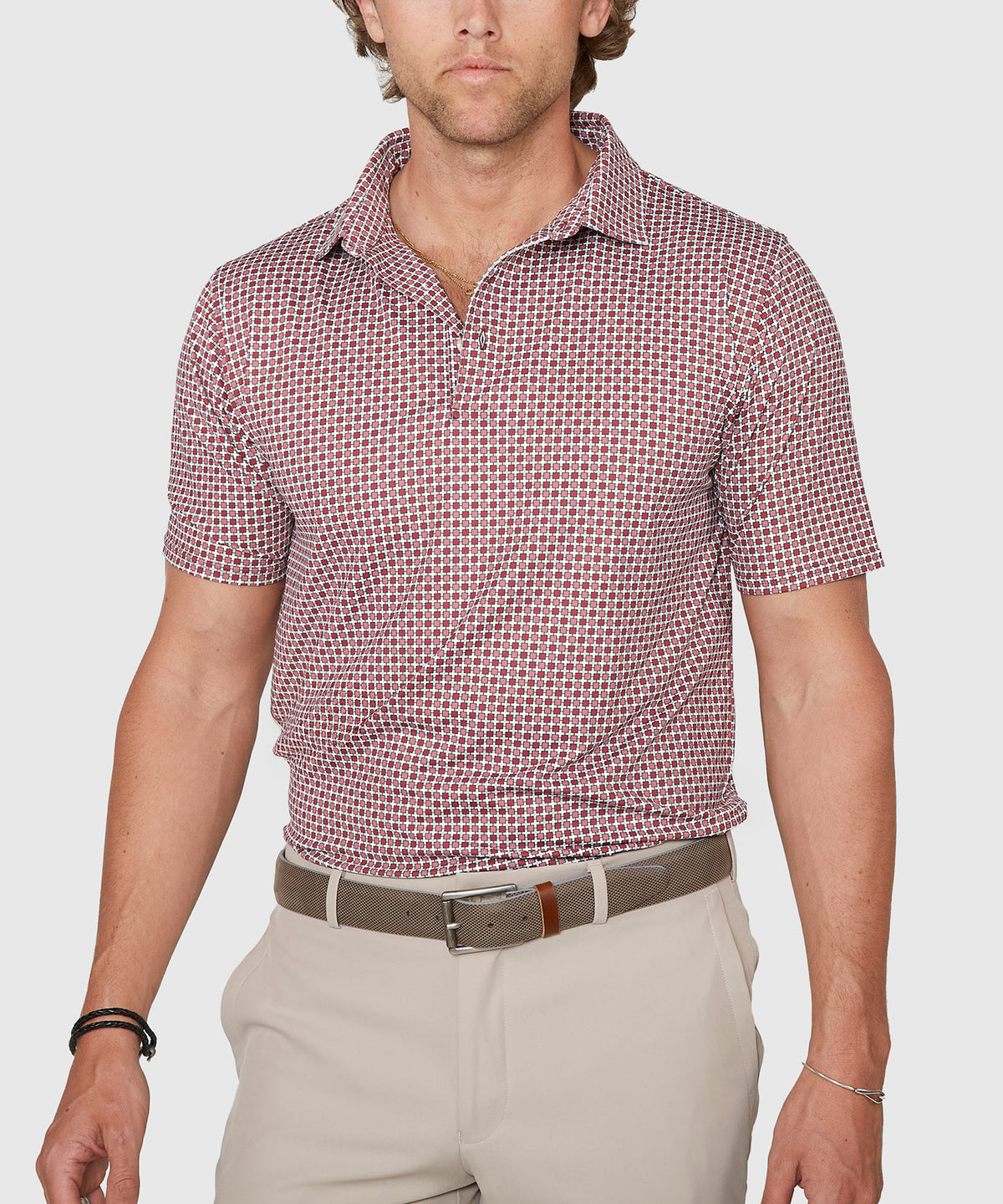 Westport Lifestyle Short Sleeve Box Print Performance Polo, Men's Big & Tall