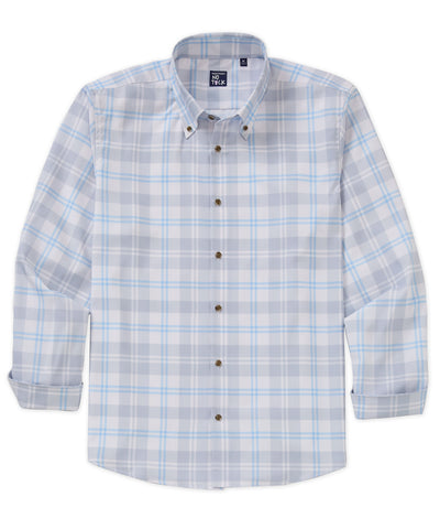 Westport No-Tuck Long Sleeve Button Down Collar Plaid Stretch Performance Sport Shirt, Men's Big & Tall
