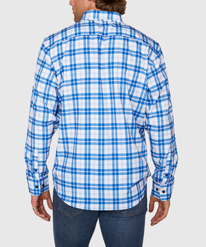 Westport No-Tuck Long Sleeve Button Under Collar Plaid Stretch Performance Sport Shirt
