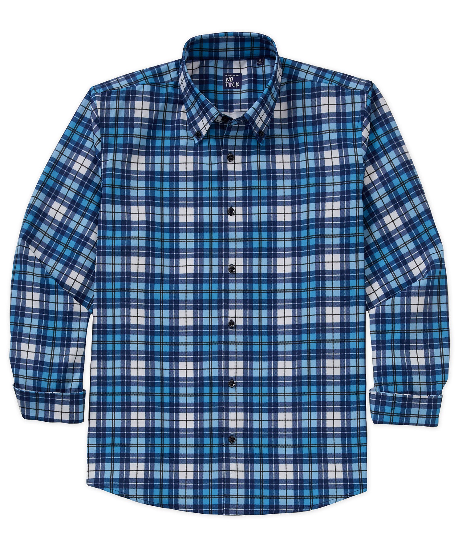 Westport No-Tuck Long Sleeve Button Down Collar Plaid Stretch Performance Sport Shirt, Men's Big & Tall