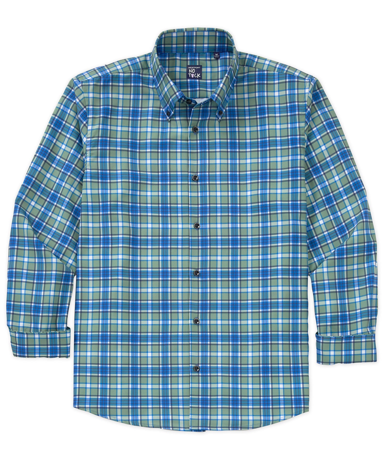 Westport No-Tuck Long Sleeve Button Down Collar Plaid Stretch Performance Sport Shirt