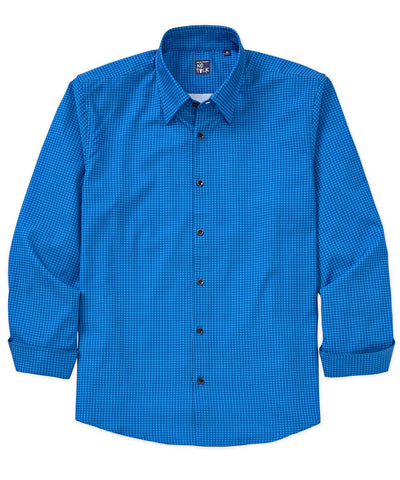 Westport No-Tuck Long Sleeve Button Under Spread Collar Geo Print Stretch Performance Sport Shirt, Men's Big & Tall