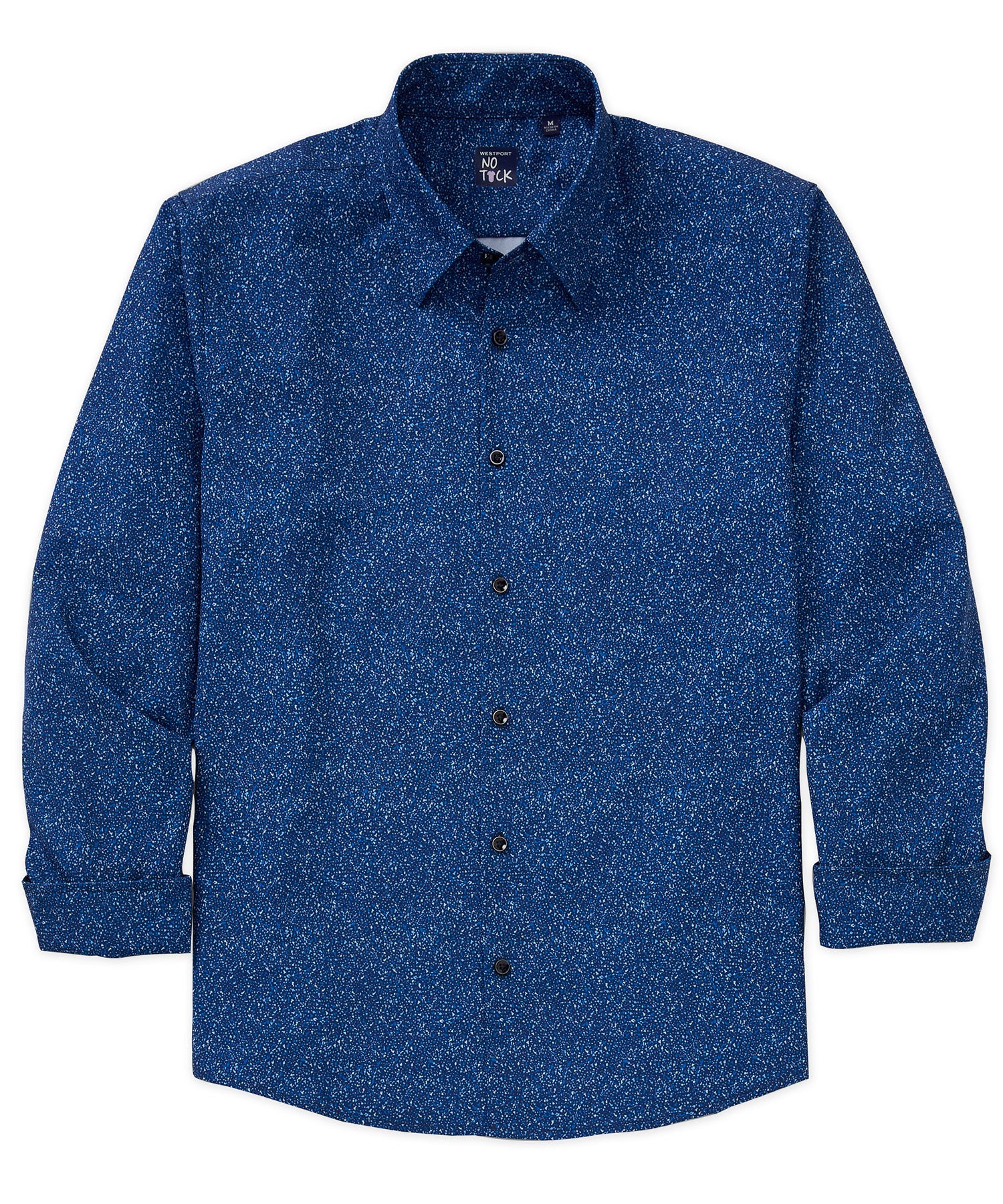 Westport No-Tuck Long Sleeve Button Under Spread Collar Abstract Print Stretch Performance Sport Shirt