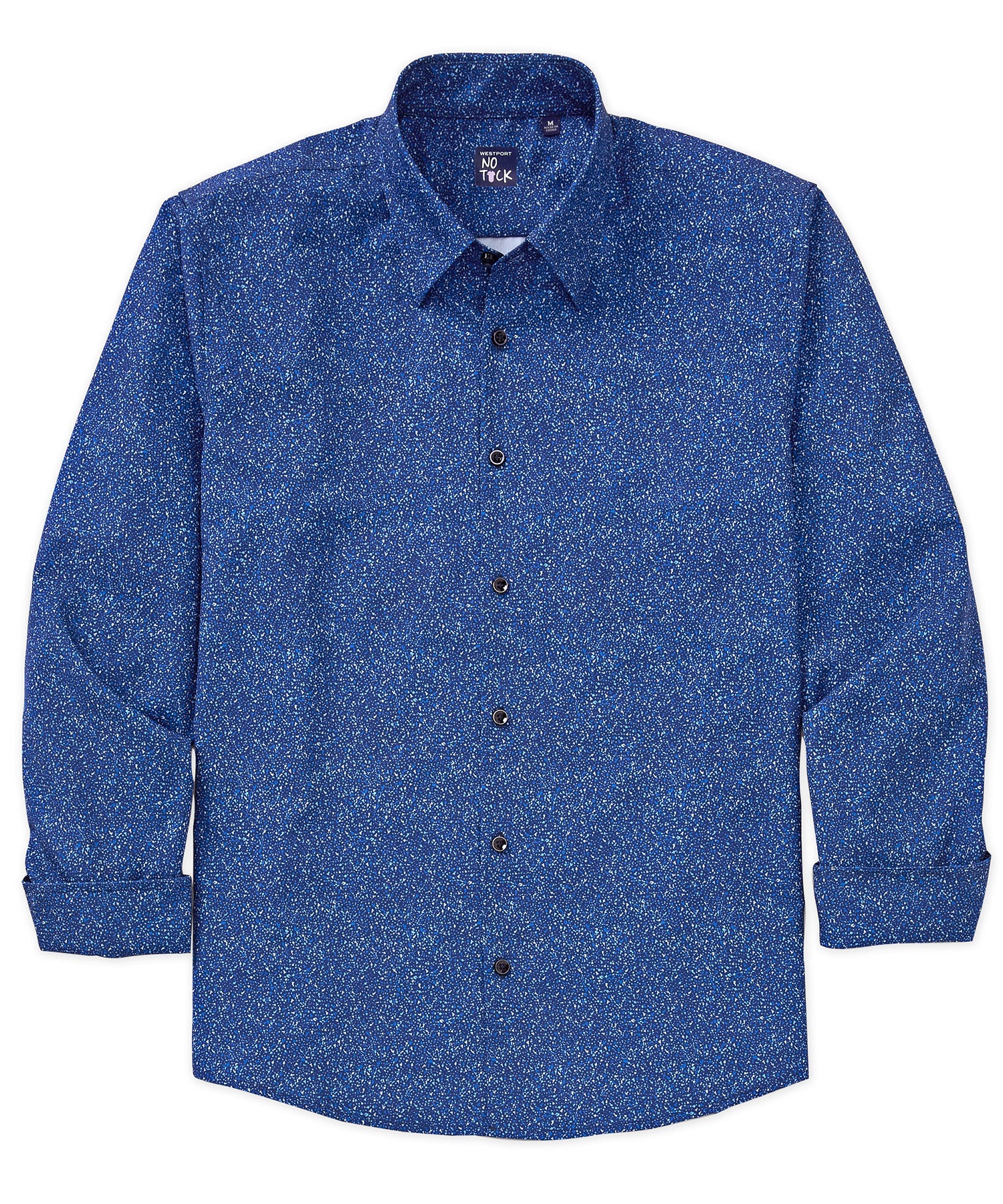 Westport No-Tuck Long Sleeve Button Under Spread Collar Abstract Print Stretch Performance Sport Shirt