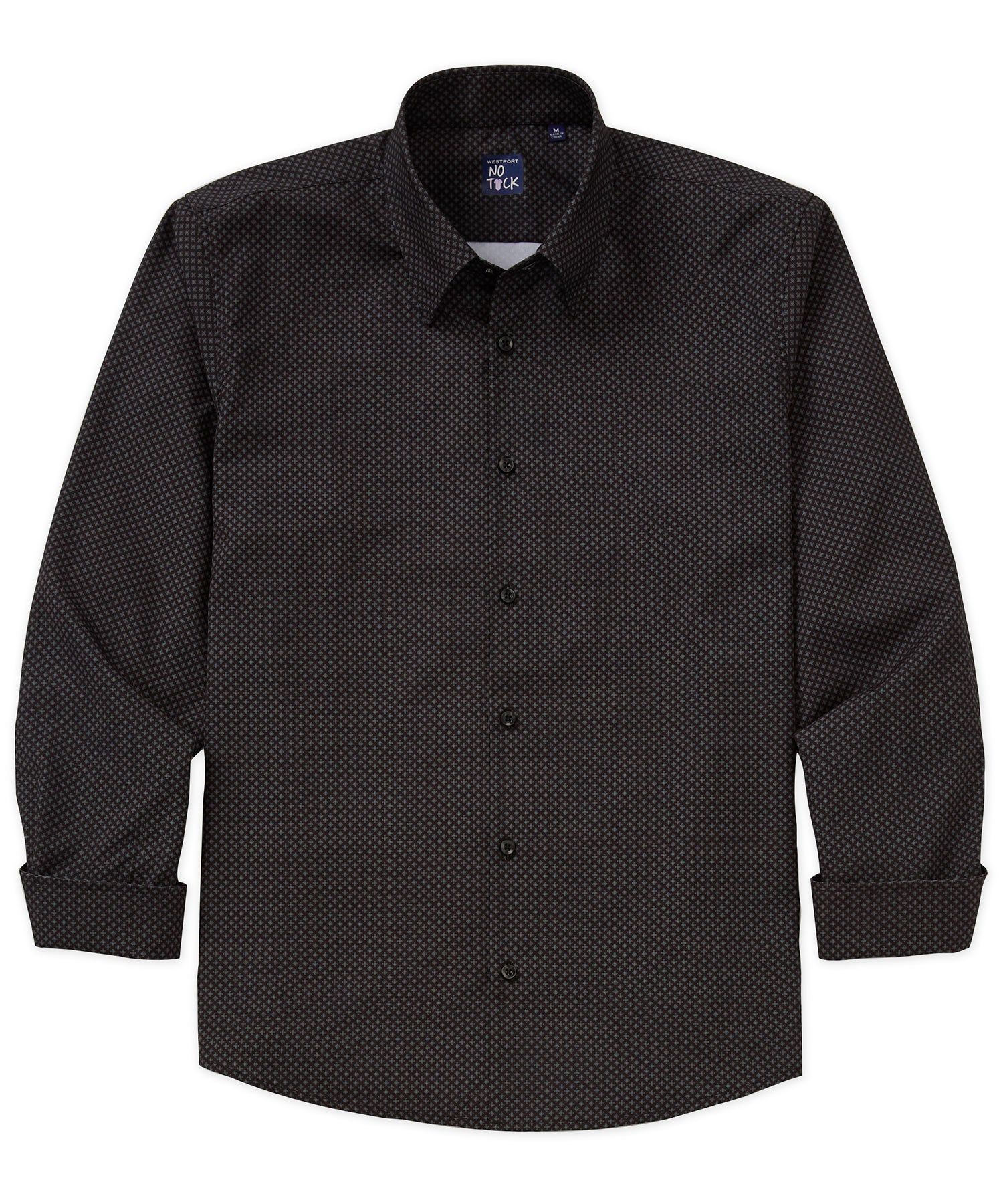 Westport No-Tuck Long Sleeve Button Under Spread Collar Geo Cross Stretch Performance Sport Shirt, Men's Big & Tall
