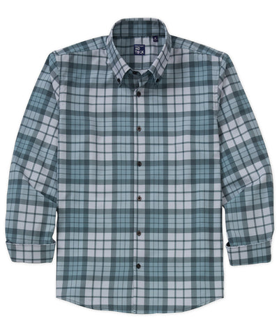 Westport No-Tuck Long Sleeve Button Down Collar Plaid Stretch Performance Sport Shirt, Men's Big & Tall