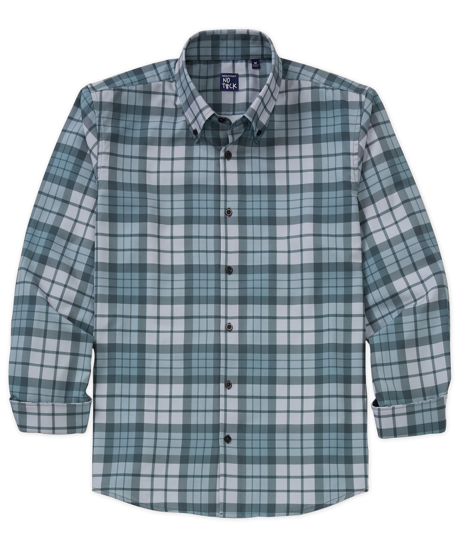 Westport No-Tuck Long Sleeve Button Down Collar Plaid Stretch Performance Sport Shirt, Men's Big & Tall