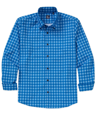 Westport No-Tuck Long Sleeve Button Down Collar Plaid Stretch Performance Sport Shirt, Men's Big & Tall