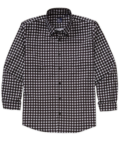 Westport No-Tuck Long Sleeve Button Down Collar Gingham Stretch Performance Sport Shirt, Men's Big & Tall
