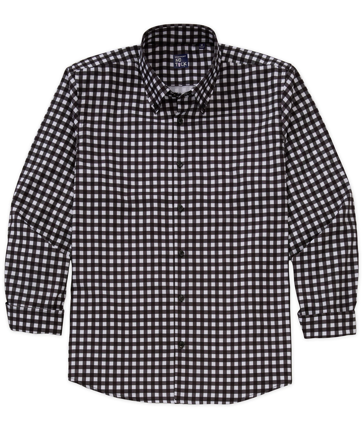 Westport No-Tuck Long Sleeve Button Down Collar Gingham Stretch Performance Sport Shirt, Men's Big & Tall