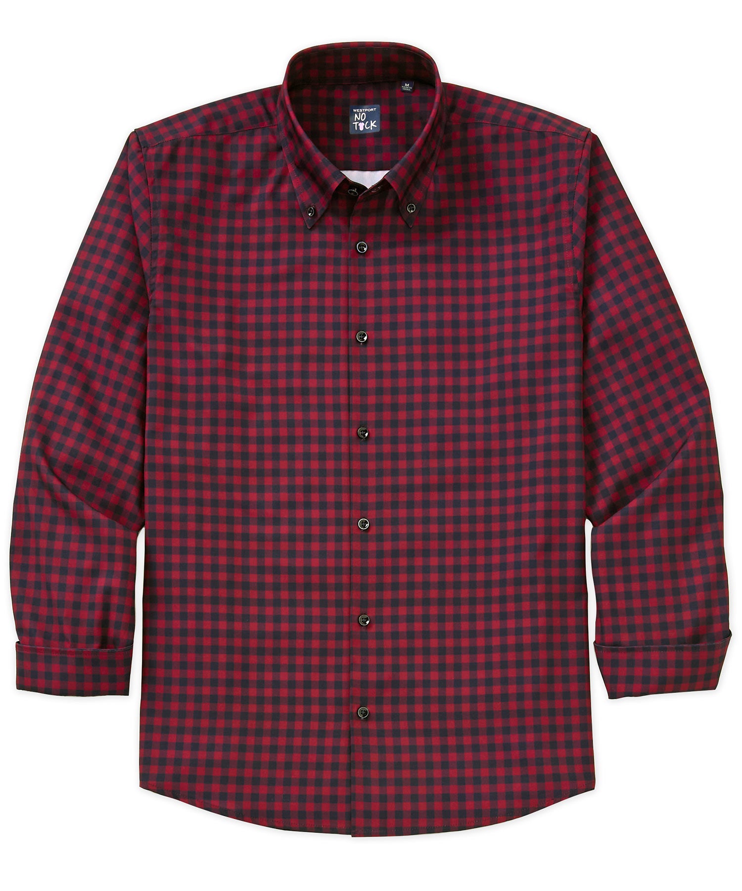 Westport No-Tuck Long Sleeve Button Down Collar Gingham Stretch Performance Sport Shirt, Men's Big & Tall