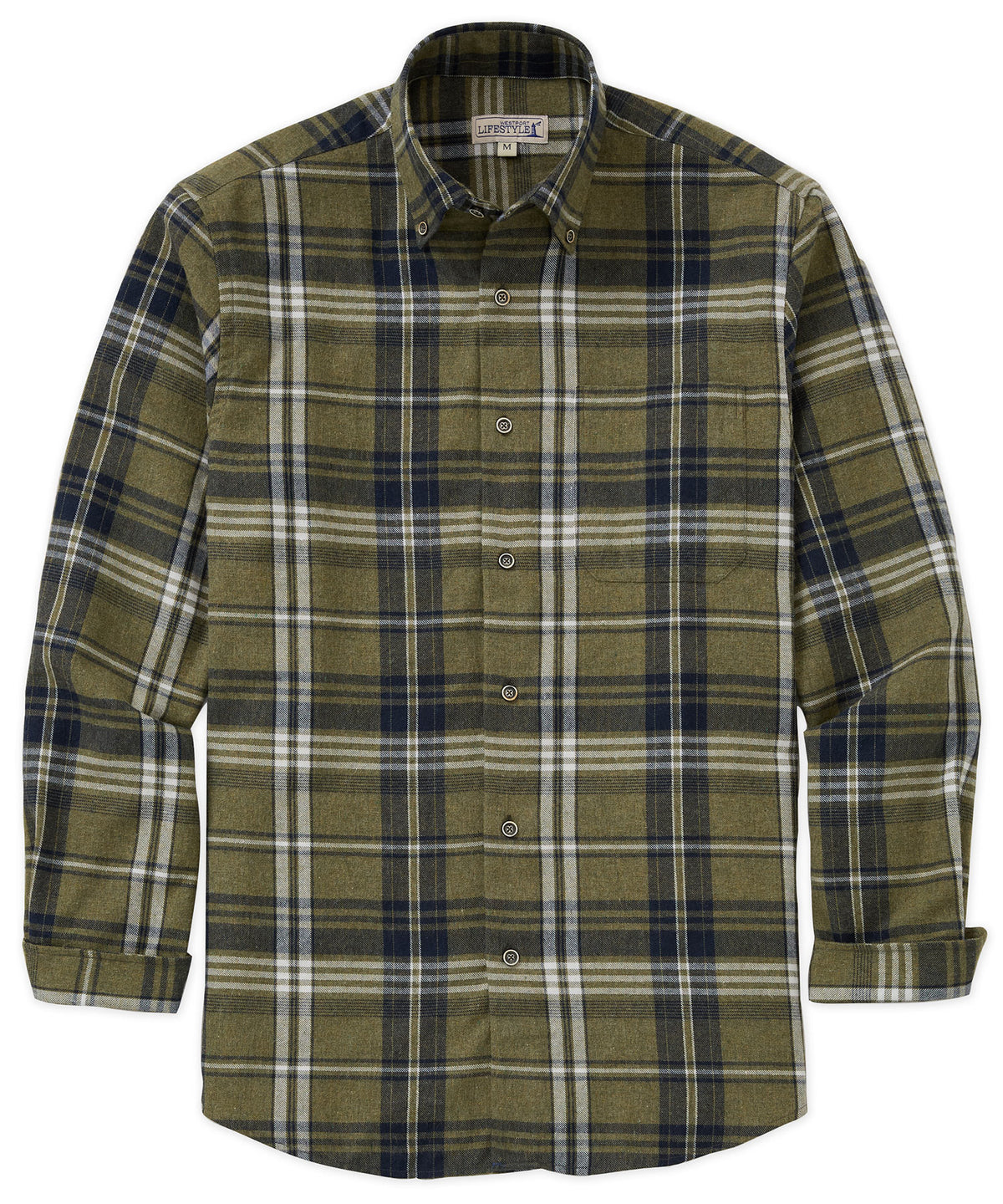 Westport Lifestyle Long Sleeve Button Down Collar Flannel Sport Shirt, Men's Big & Tall