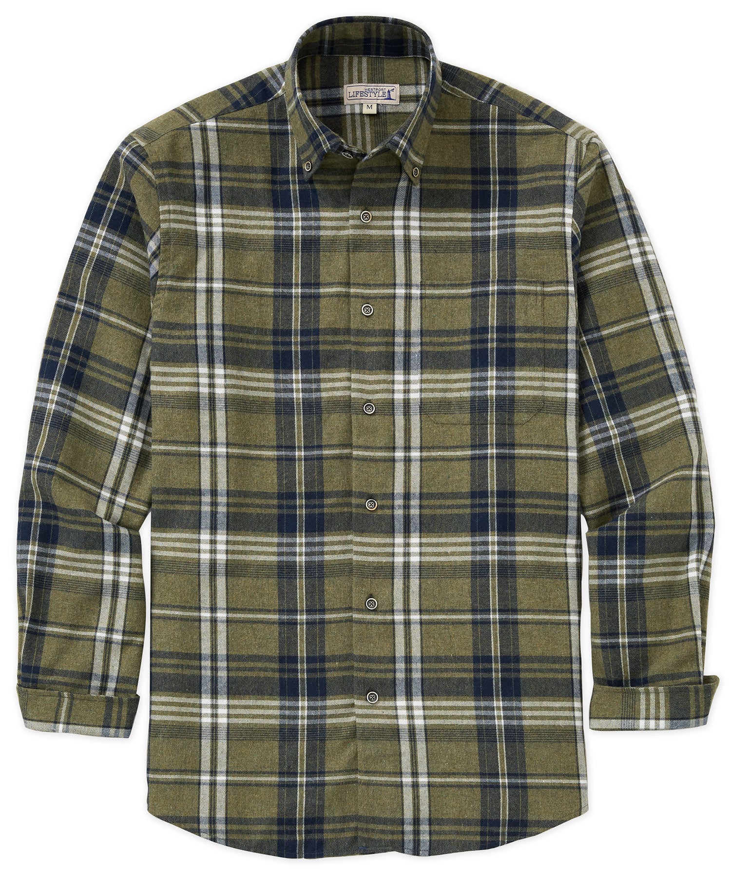 Westport Lifestyle Long Sleeve Button Down Collar Flannel Sport Shirt, Men's Big & Tall