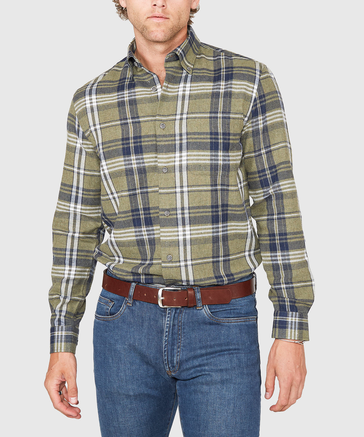 Westport Lifestyle Long Sleeve Button Down Collar Flannel Sport Shirt, Men's Big & Tall