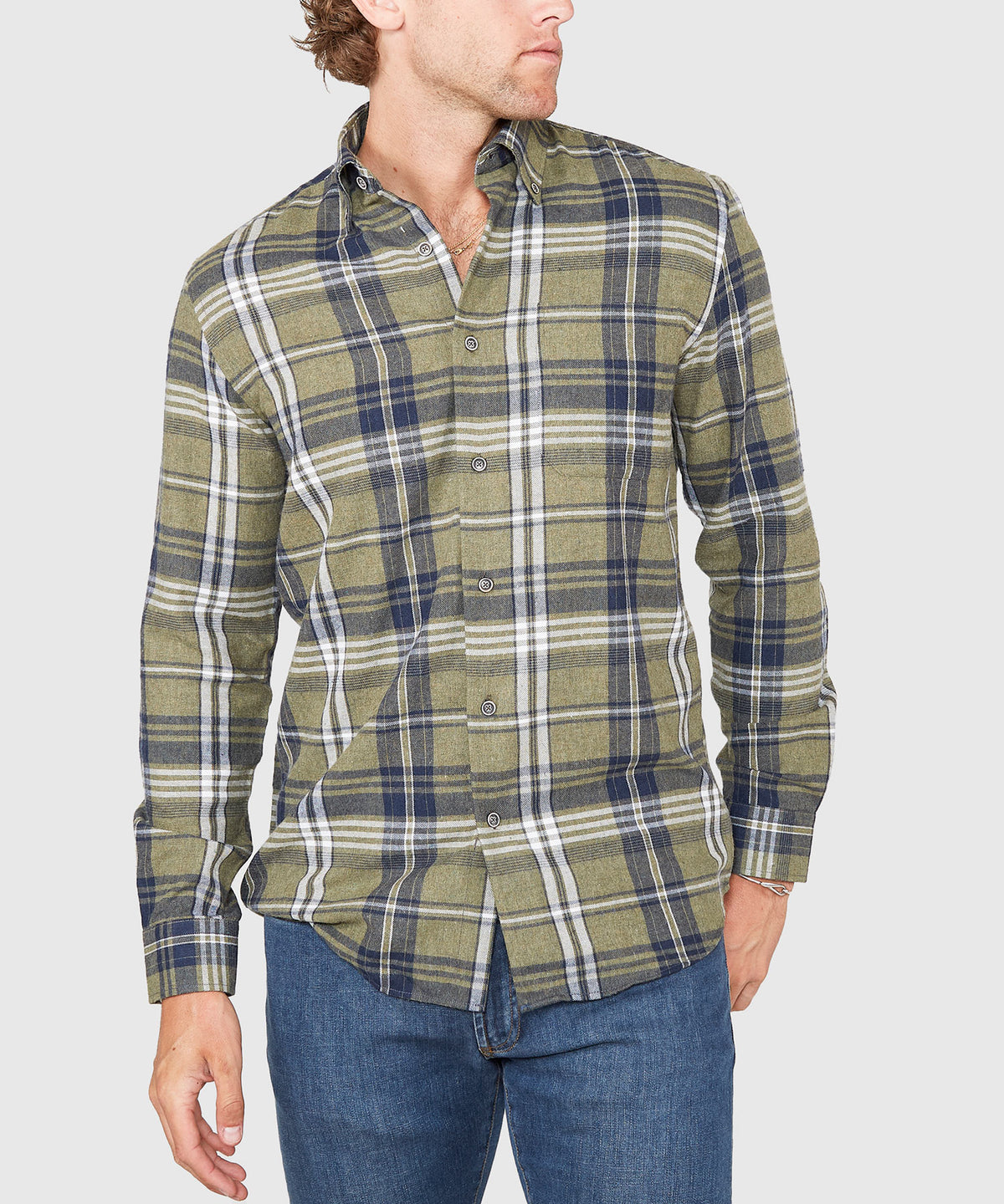 Westport Lifestyle Long Sleeve Button Down Collar Flannel Sport Shirt, Men's Big & Tall