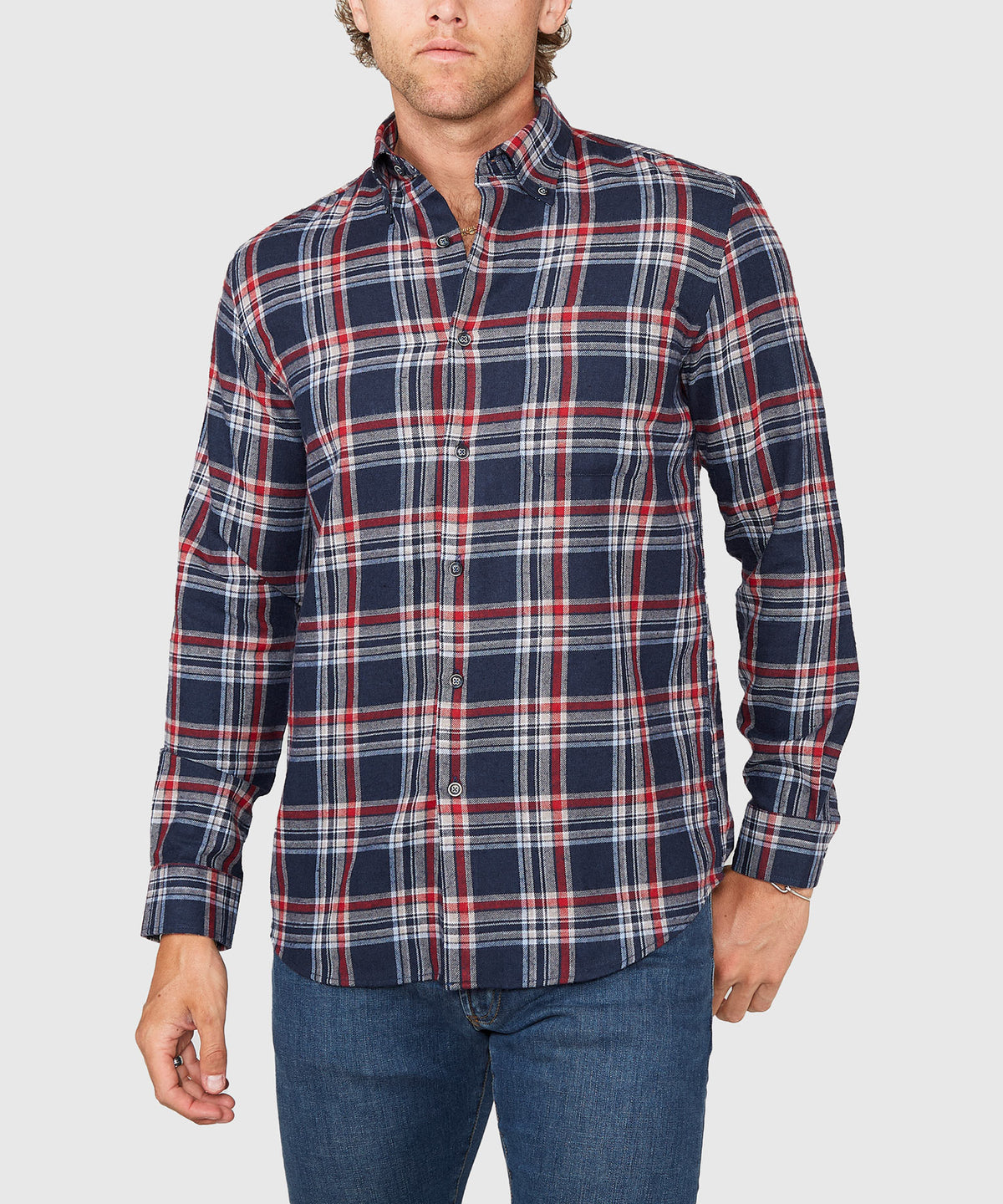 Westport Lifestyle Long Sleeve Button Down Collar Flannel Sport Shirt, Men's Big & Tall