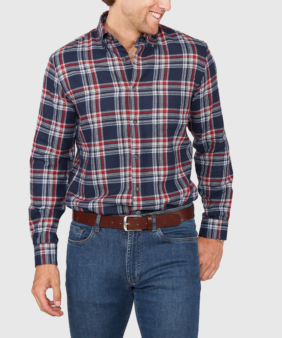 Westport Lifestyle Long Sleeve Button Down Collar Flannel Sport Shirt, Men's Big & Tall