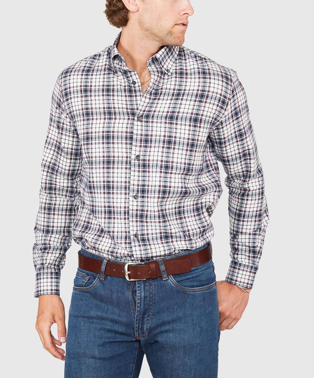 Westport Lifestyle Long Sleeve Button Down Collar Flannel Sport Shirt, Men's Big & Tall