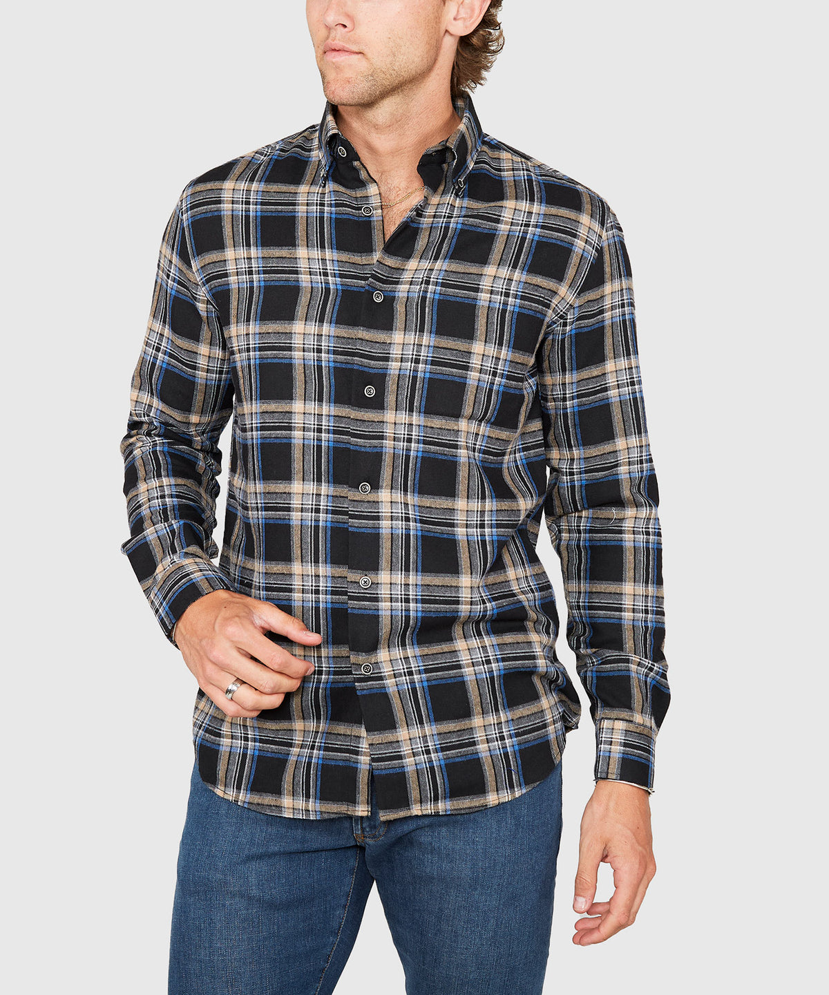 Westport Lifestyle Long Sleeve Button Down Collar Flannel Sport Shirt, Men's Big & Tall