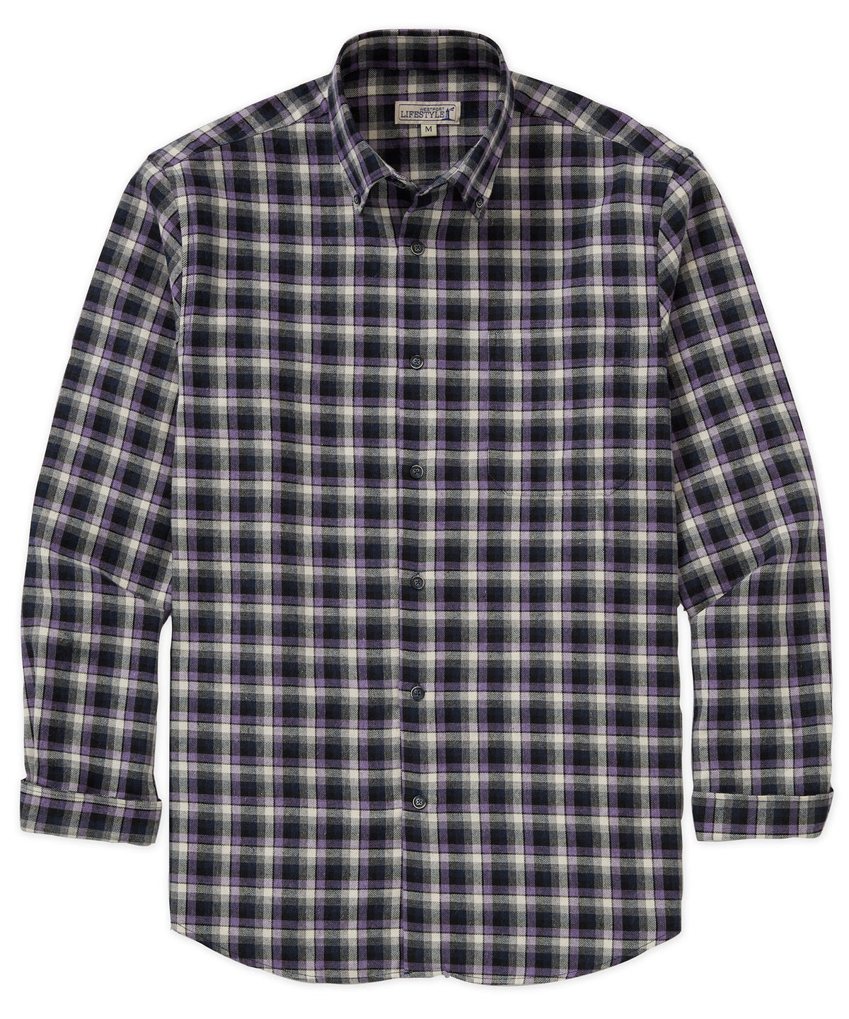 Westport Lifestyle Long Sleeve Button Down Collar Flannel Sport Shirt, Men's Big & Tall