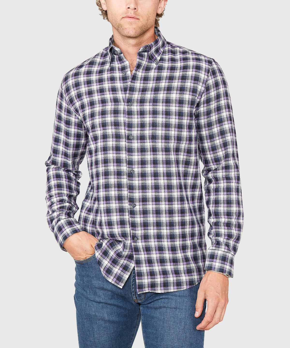 Westport Lifestyle Long Sleeve Button Down Collar Flannel Sport Shirt, Men's Big & Tall