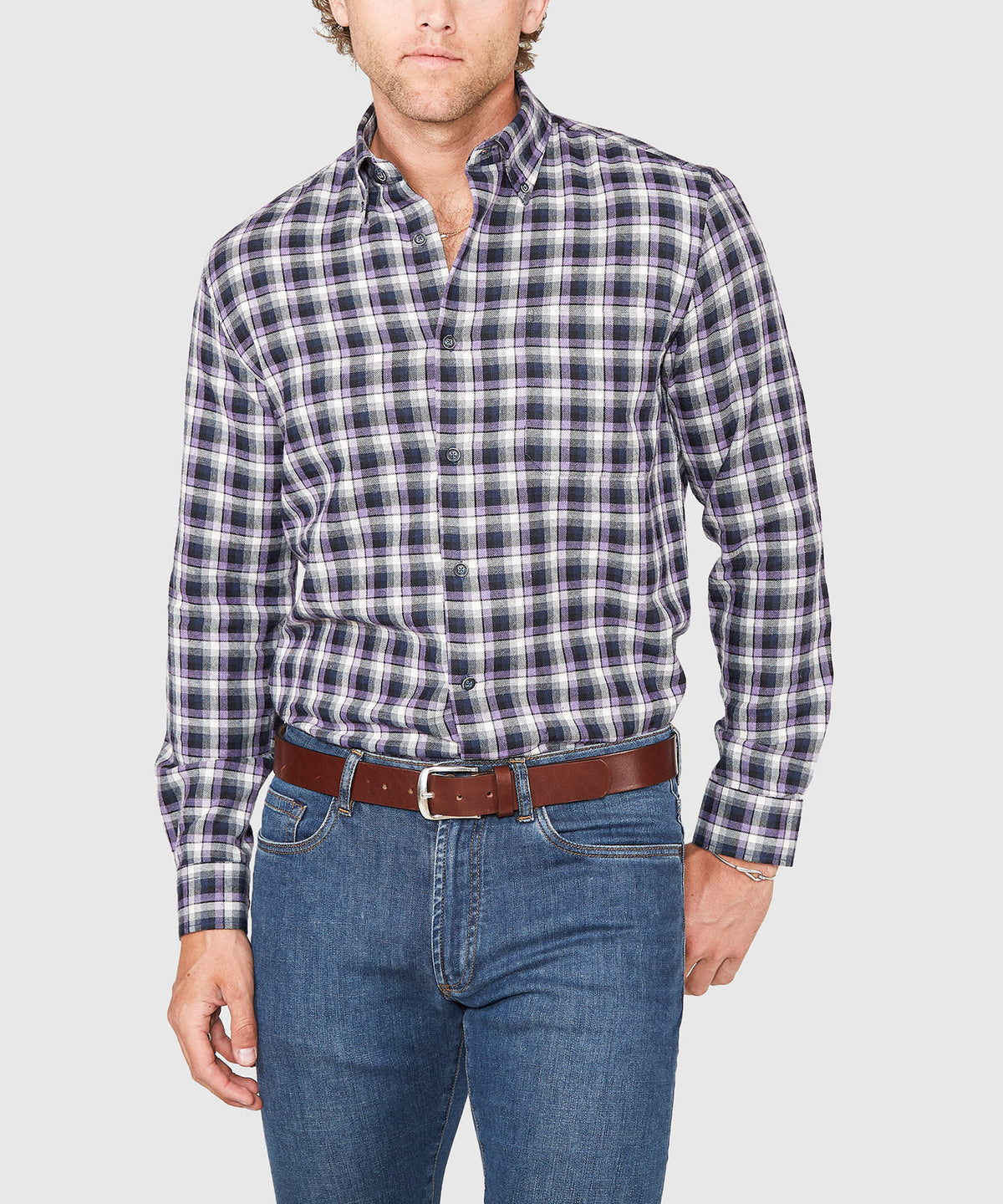 Westport Lifestyle Long Sleeve Button Down Collar Flannel Sport Shirt, Men's Big & Tall