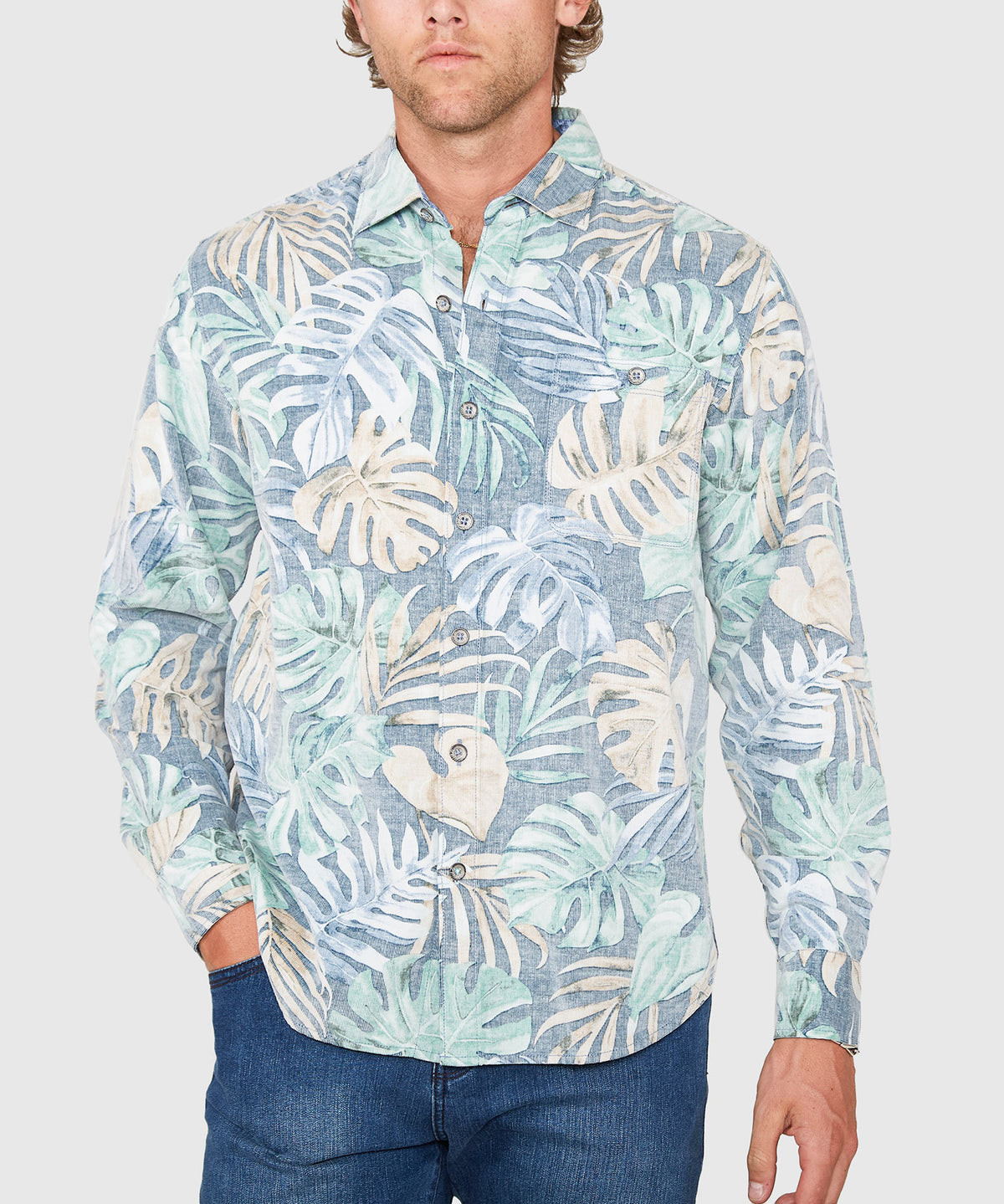 Tommy Bahama Long Sleeve Coastline Cord Jungle Fade Sport Shirt, Men's Big & Tall