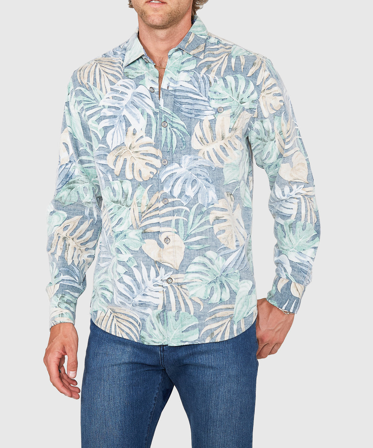 Tommy Bahama Long Sleeve Coastline Cord Jungle Fade Sport Shirt, Men's Big & Tall