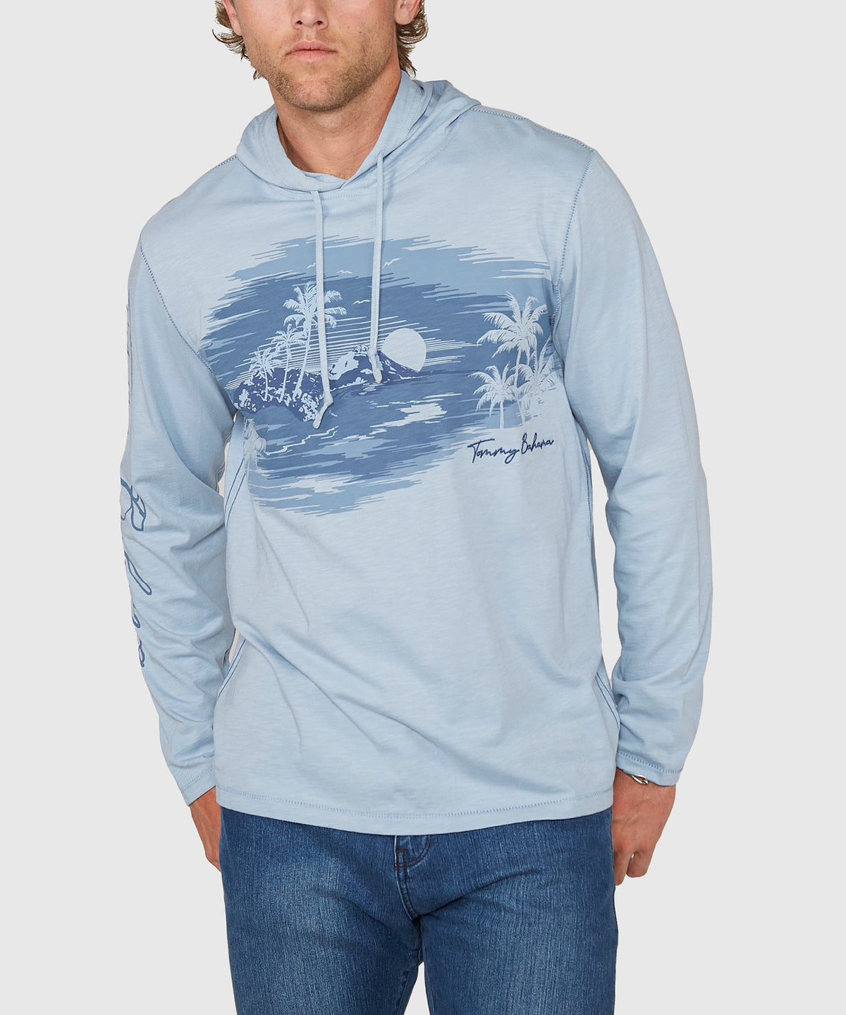 Tommy Bahama Long Sleeve Azul Haze Lux Hoodie T-Shirt, Men's Big & Tall