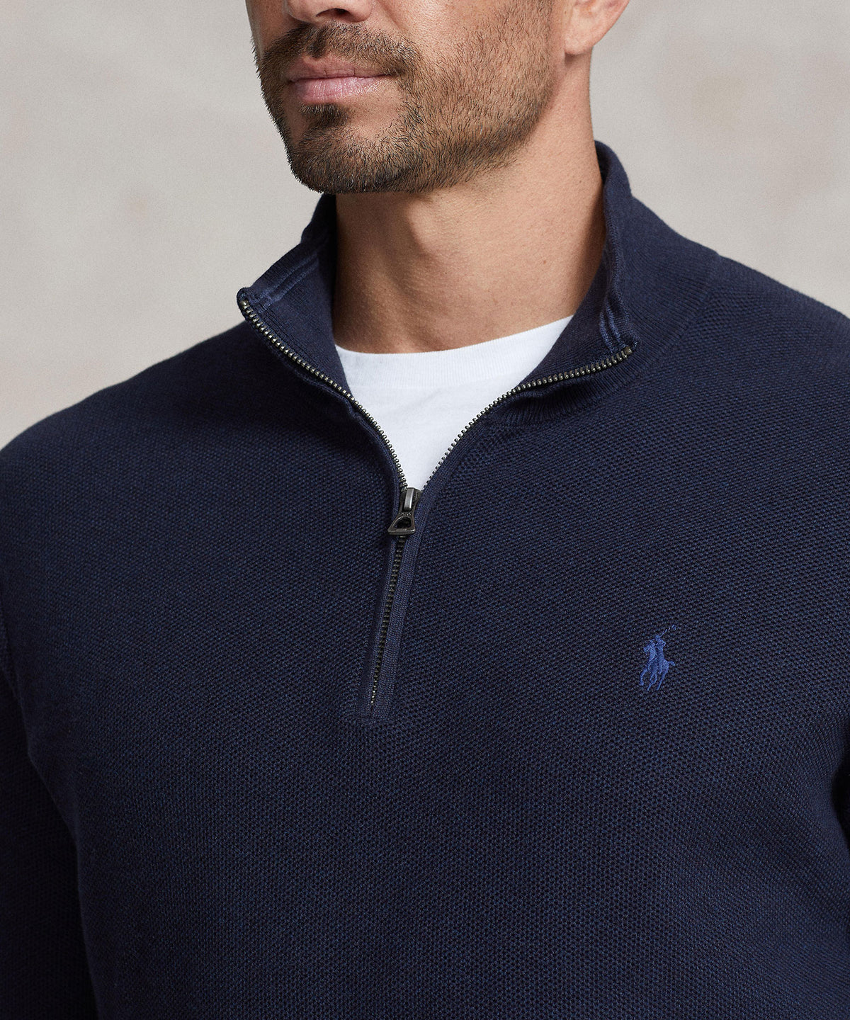 Polo Ralph Lauren Long Sleeve Textured Cotton Half-Zip Sweater, Men's Big & Tall