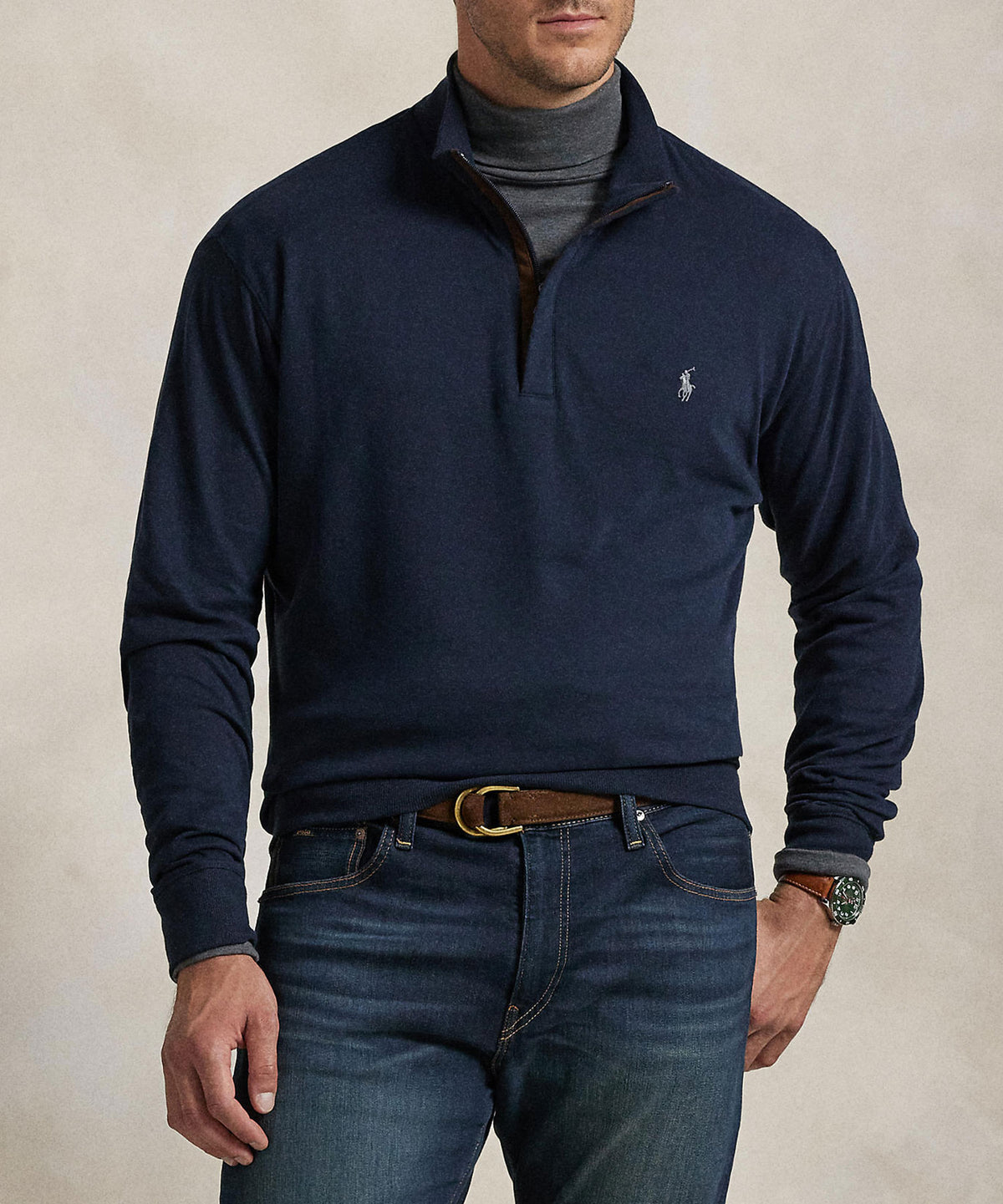 Polo Ralph Lauren Long Sleeve Luxury Jersey Half-Zip Pullover, Men's Big & Tall