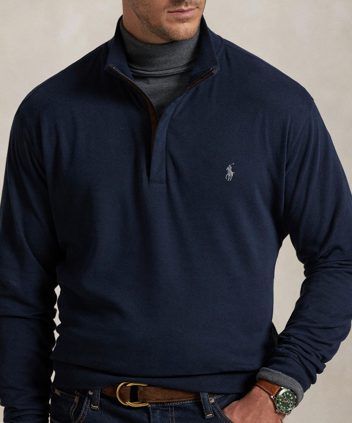 Polo Ralph Lauren Long Sleeve Luxury Jersey Half-Zip Pullover, Men's Big & Tall