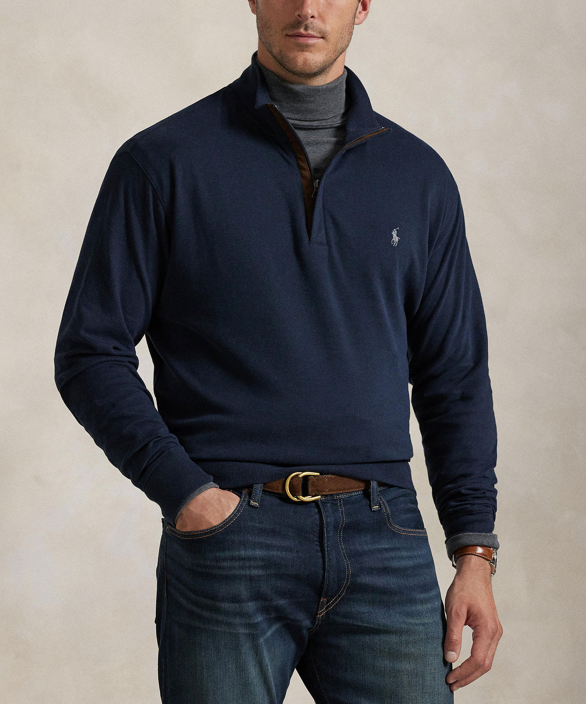 Polo Ralph Lauren Long Sleeve Luxury Jersey Half-Zip Pullover, Men's Big & Tall
