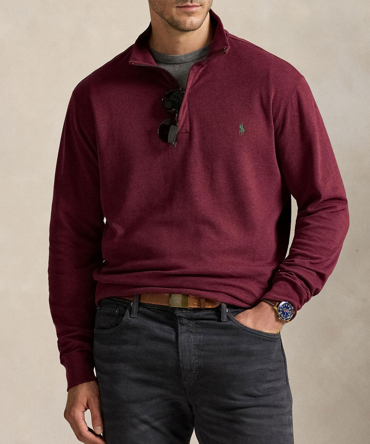 Polo Ralph Lauren Long Sleeve Luxury Jersey Half-Zip Pullover, Men's Big & Tall