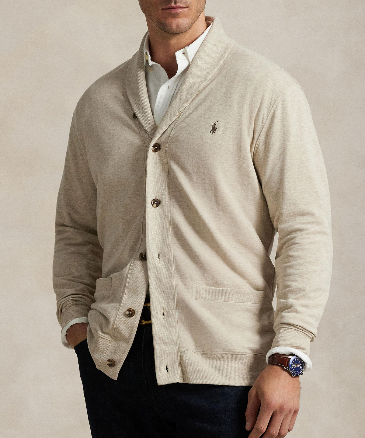 Polo Ralph Lauren Lux Jersey Cardigan Sweater, Men's Big & Tall