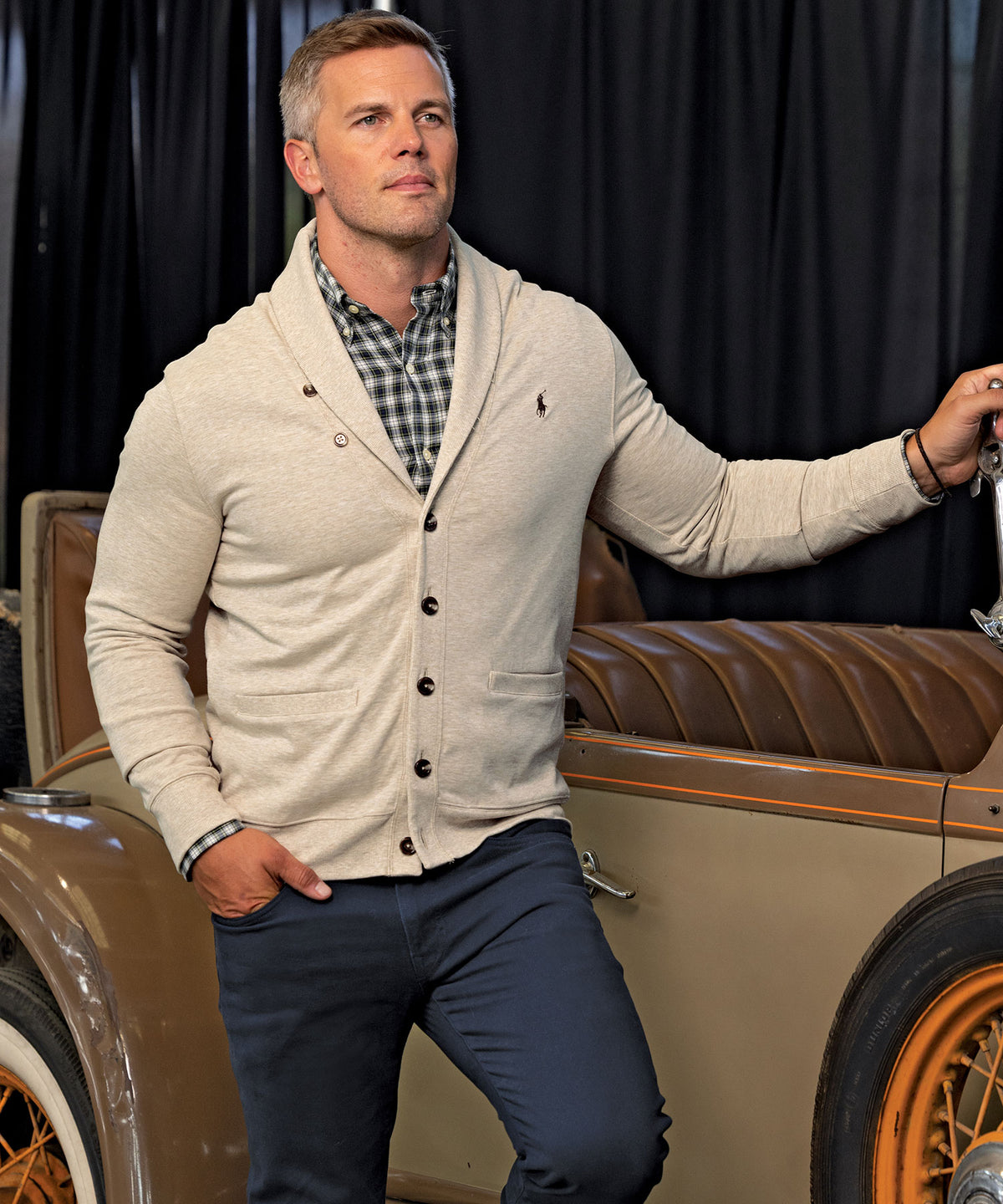 Polo Ralph Lauren Lux Jersey Cardigan Sweater, Men's Big & Tall