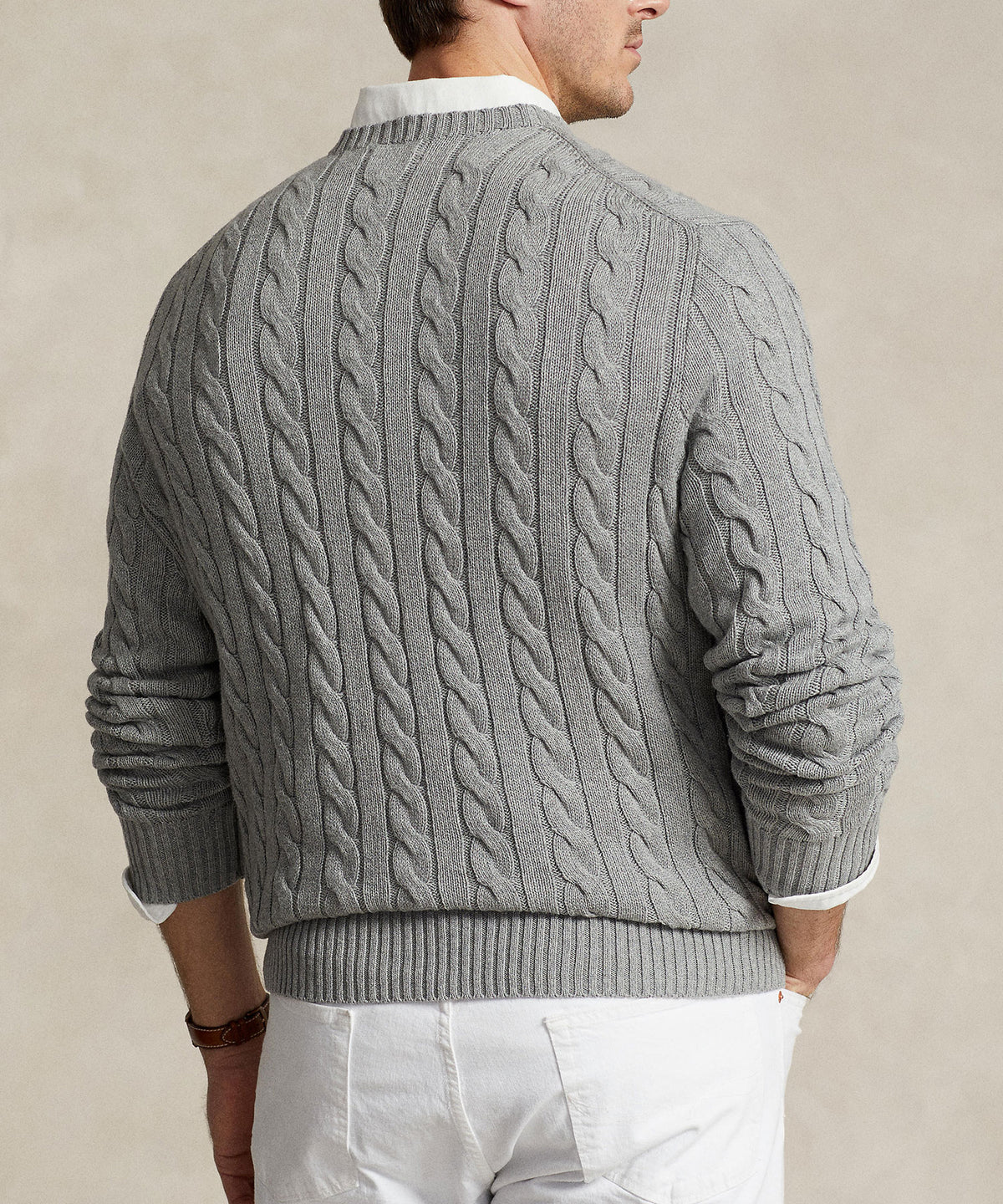 Polo Ralph Lauren Cotton Cable Crew Neck Sweater, Men's Big & Tall