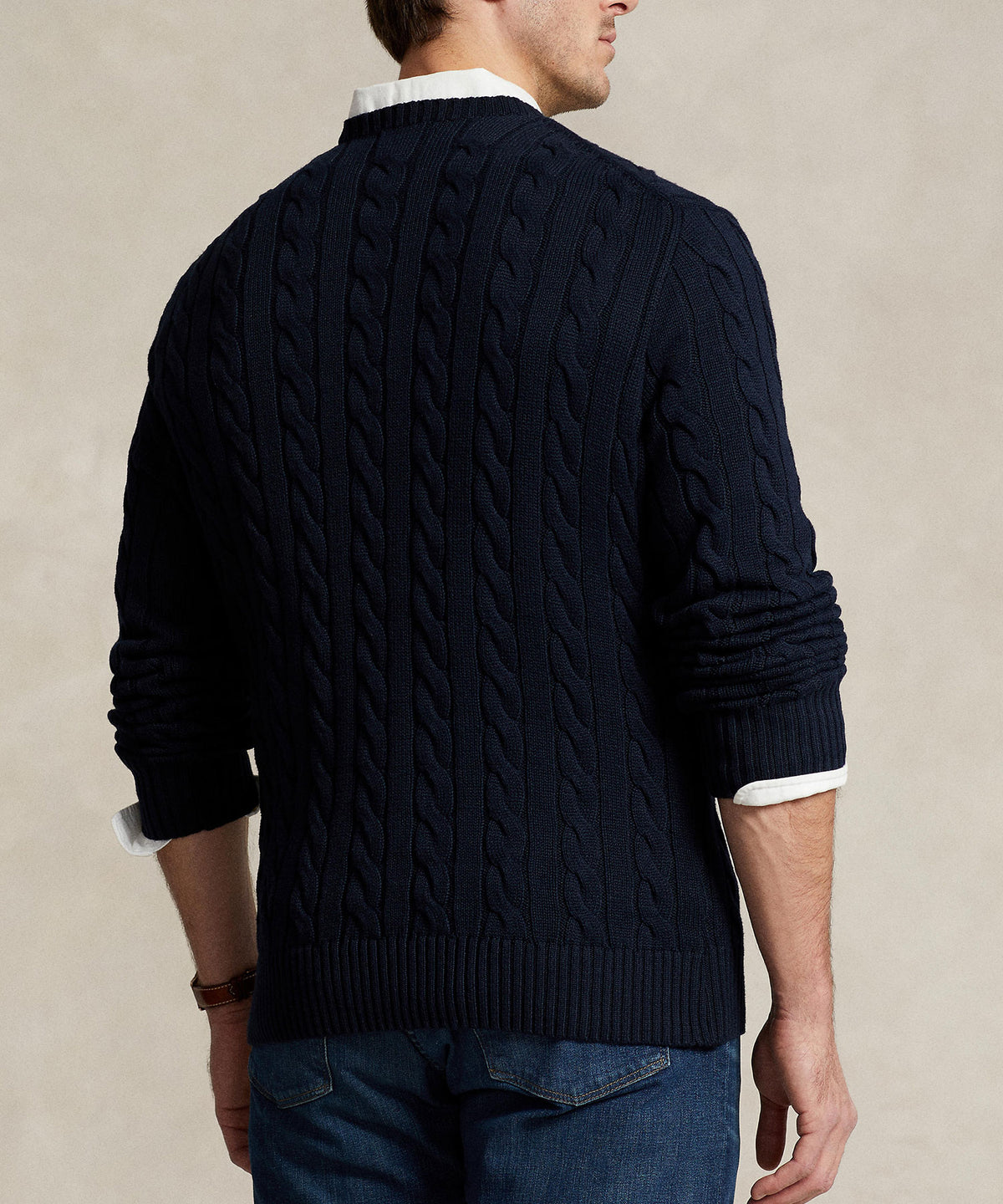 Polo Ralph Lauren Cotton Cable Crew Neck Sweater, Men's Big & Tall