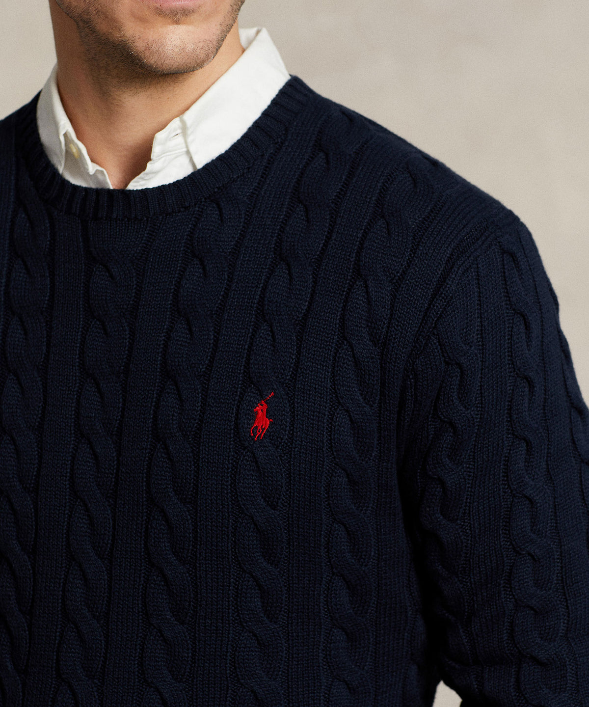 Polo Ralph Lauren Cotton Cable Crew Neck Sweater, Men's Big & Tall