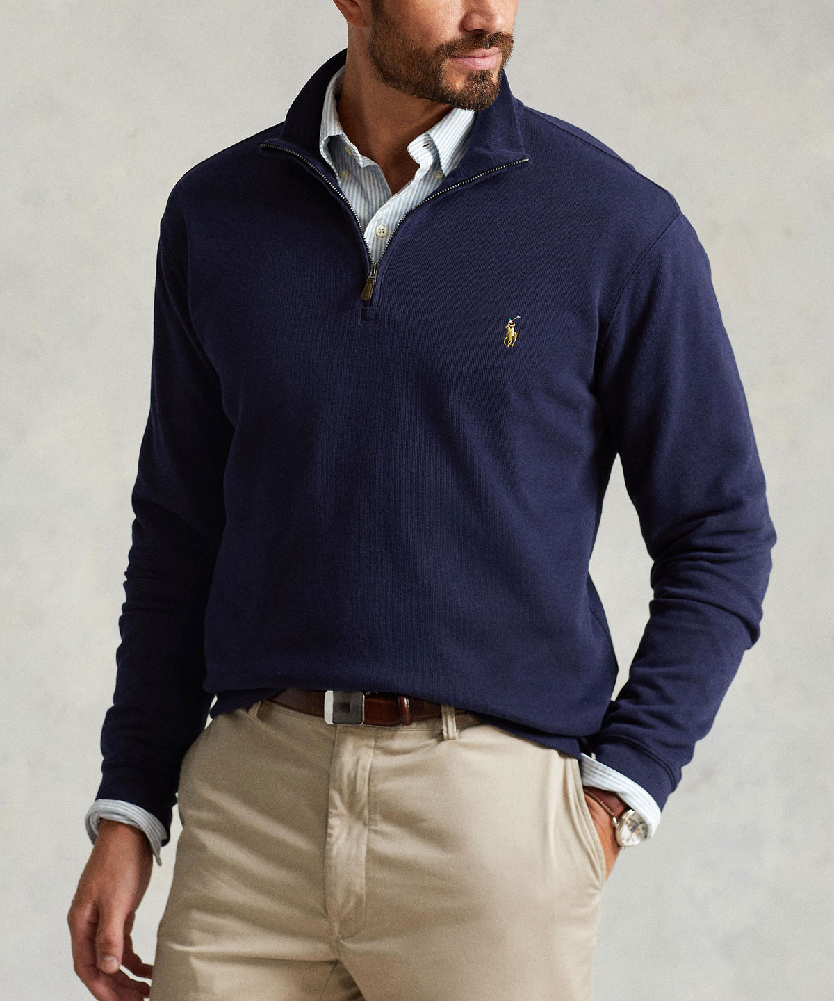 Polo Ralph Lauren Long Sleeve Estate Rib Half-Zip Sweater, Men's Big & Tall