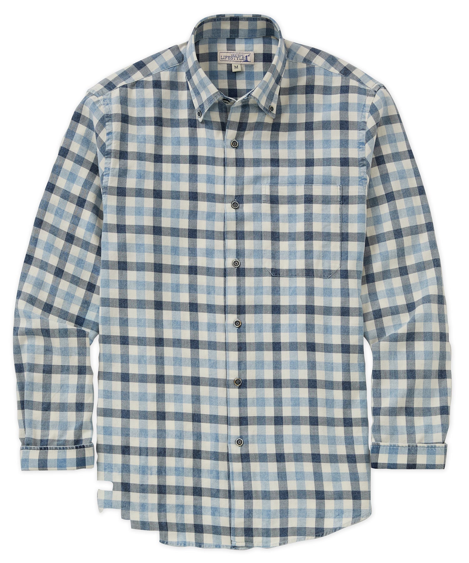 Westport Lifestyle Long Sleeve Button Down Collar Plaid Sport Shirt, Men's Big & Tall