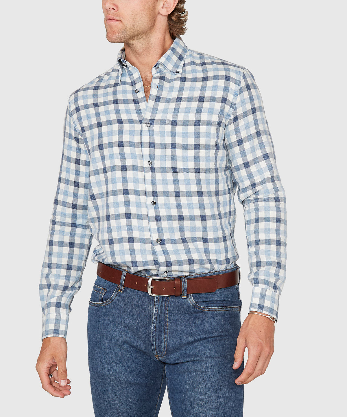 Westport Lifestyle Long Sleeve Button Down Collar Plaid Sport Shirt, Men's Big & Tall