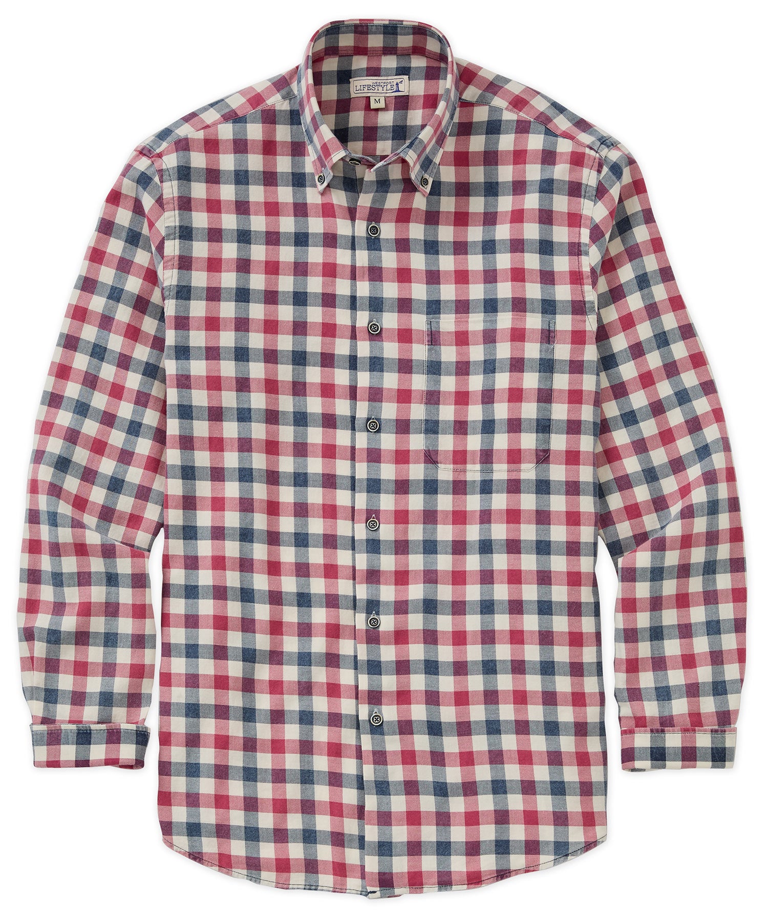 Westport Lifestyle Long Sleeve Button Down Collar Plaid Sport Shirt, Men's Big & Tall