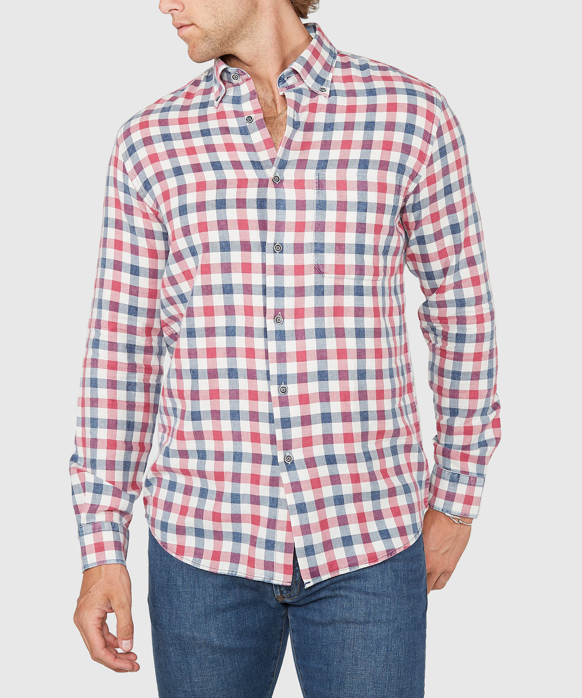 Westport Lifestyle Long Sleeve Button Down Collar Plaid Sport Shirt, Men's Big & Tall