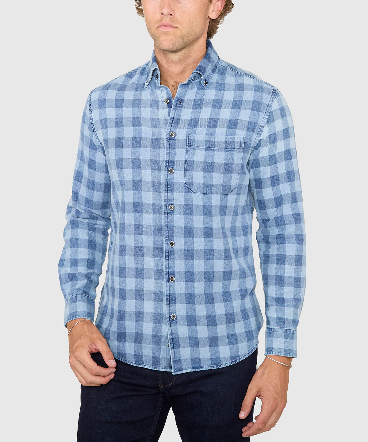 Westport Lifestyle Long Sleeve Button Down Collar Plaid Sport Shirt, Men's Big & Tall