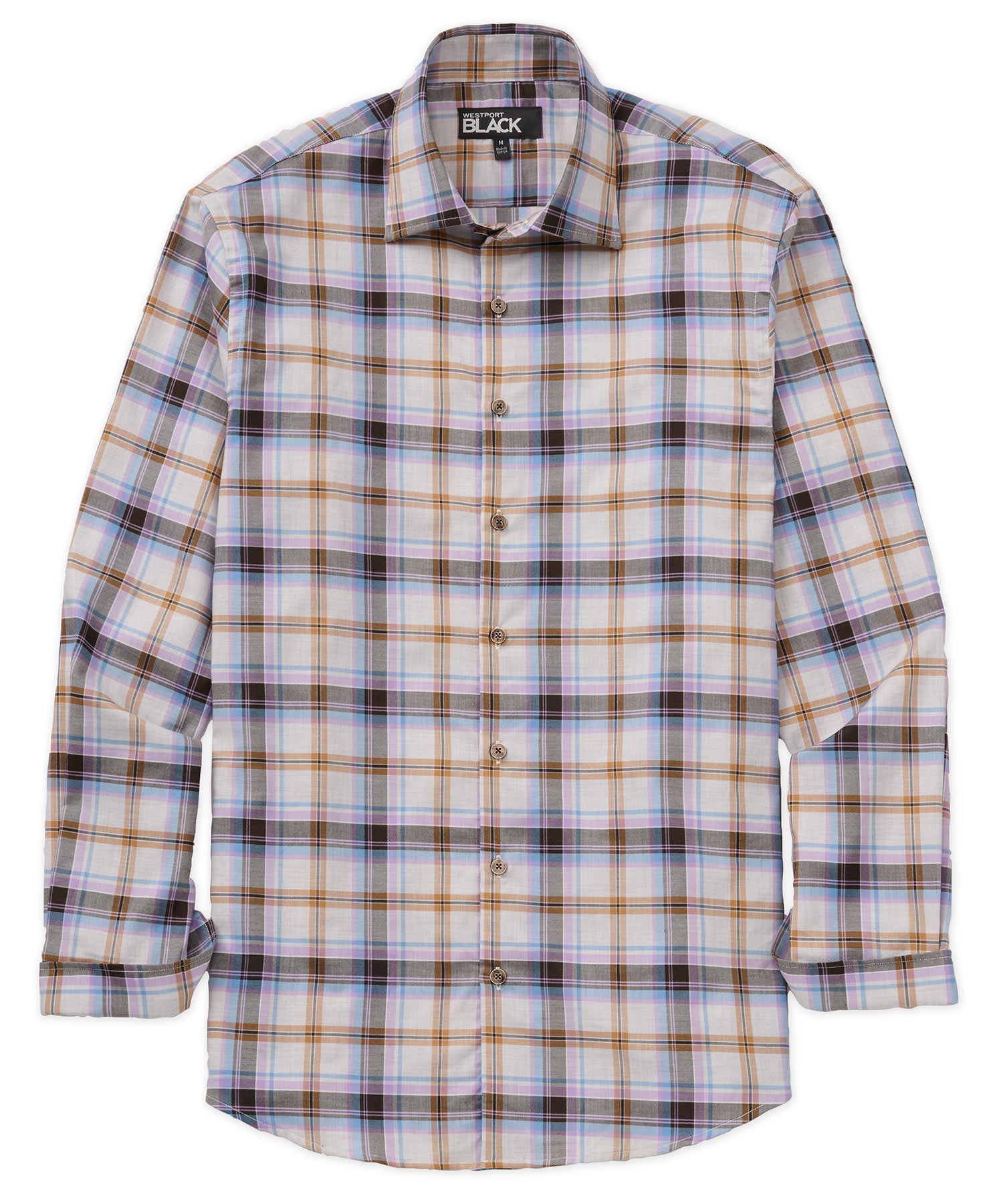 Westport Black Long Sleeve Button Under Spread Collar Sport Shirt, Men's Big & Tall