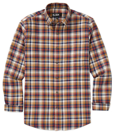 Westport Black Fall Plaid Long Sleeve Button Down Collar Sport Shirt, Men's Big & Tall