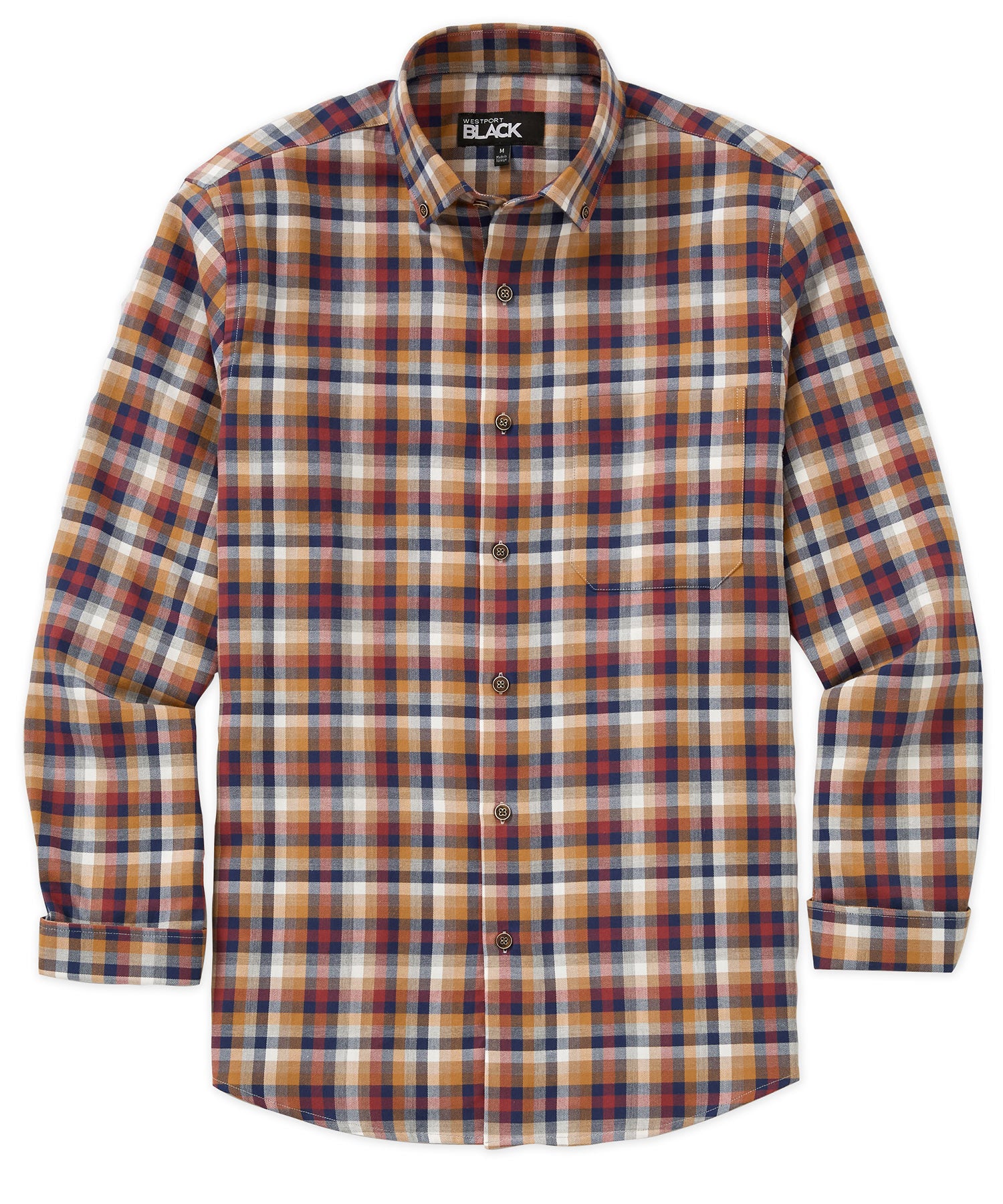 Westport Black Fall Plaid Long Sleeve Button Down Collar Sport Shirt, Men's Big & Tall