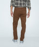 Men's stretch denim jeans in brown, straight fit with front pockets and belt loops