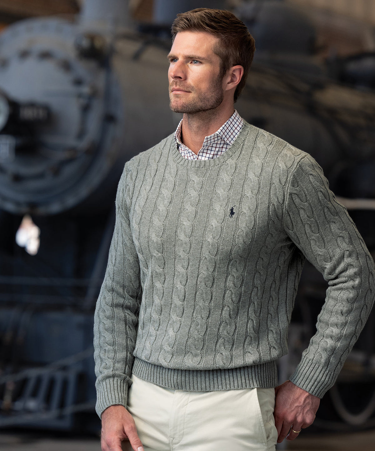 Polo Ralph Lauren Cotton Cable Crew Neck Sweater, Men's Big & Tall